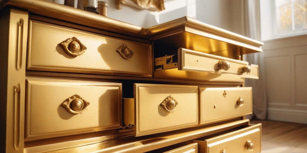 Upgrade Old Furniture with Gold Metallic Paint