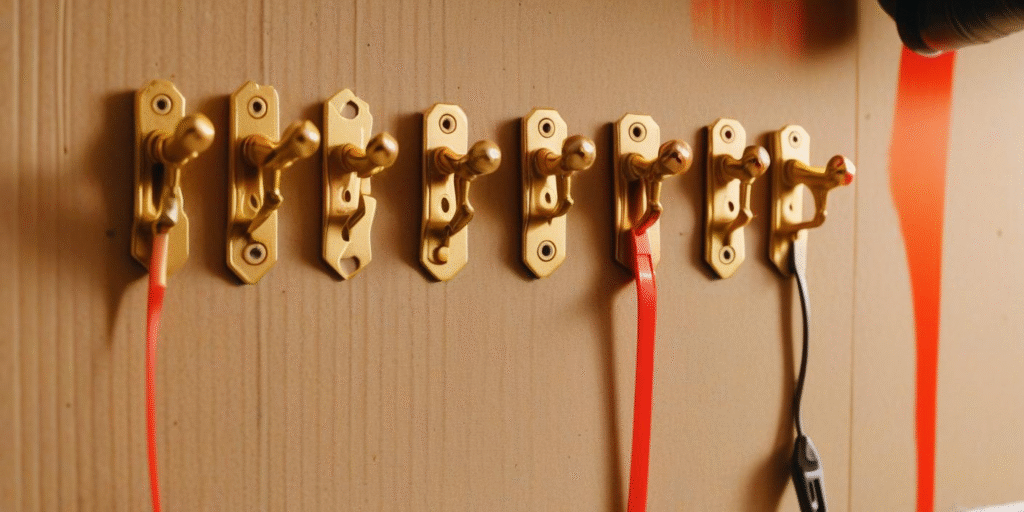 Upgrade Wall Hooks and Coat Racks using Gold Metallic Paint Spray